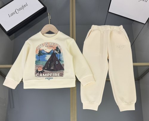 Fendi Unisex Kids 3D Graffiti Print Odell Cotton Set 
