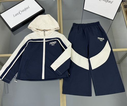 Fendi Kids Unisex Set High-Quality Woven Fabric Comfortable & Stylish
