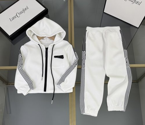 Dior Premium Kids Cotton Tracksuit with Logo & Webbing Pants