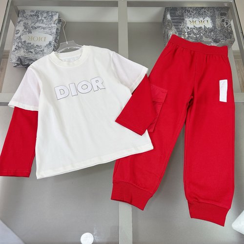 Dior 380g Kids Unisex Set Fleece Sweatshirt Foam Print