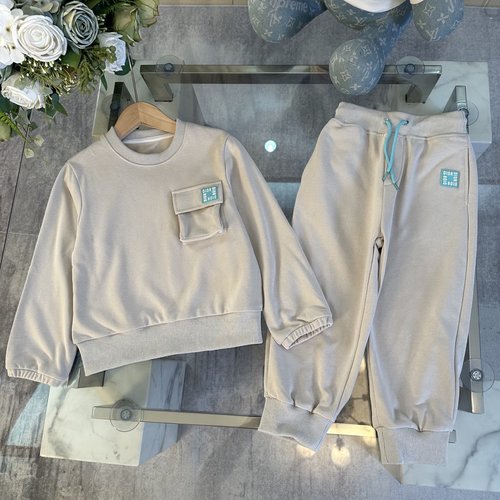 Dior Kids Cotton Tracksuit Blue Label Silicone Logo Front Pocket 