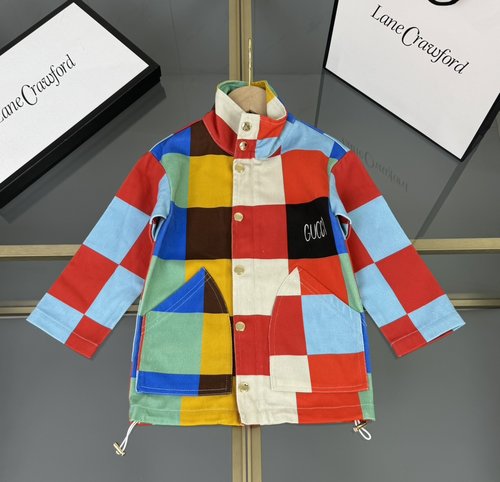 Gucci High-End Retro Color-Block Kids Denim Jacket 