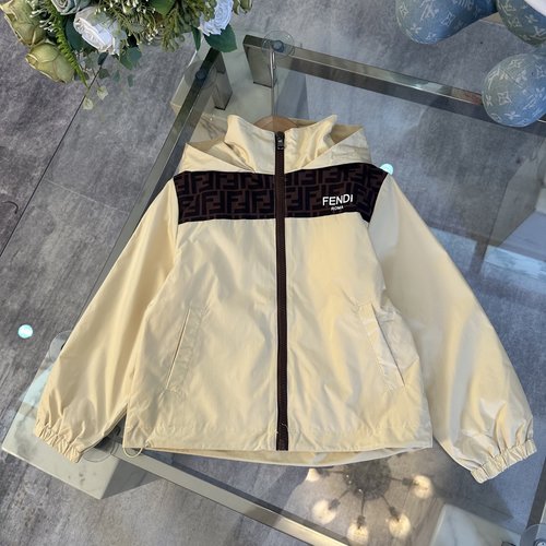 Fendi Unisex Kids Windbreaker Jacket Colorblock 3D Letters Windproof 