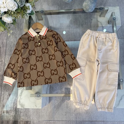 Gucci Kids Polo & Jacquard Pants Set, Cotton