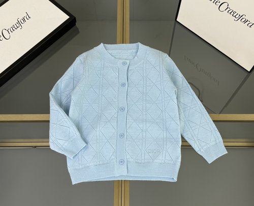 Dior Kids Cardigan Sweater, Cotton Blend, Diamond Cutout Design