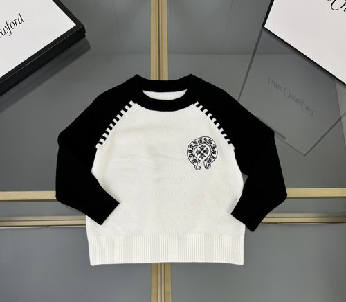 Chrome Hearts Kids Cotton Blend Sweater with Letter Jacquard 