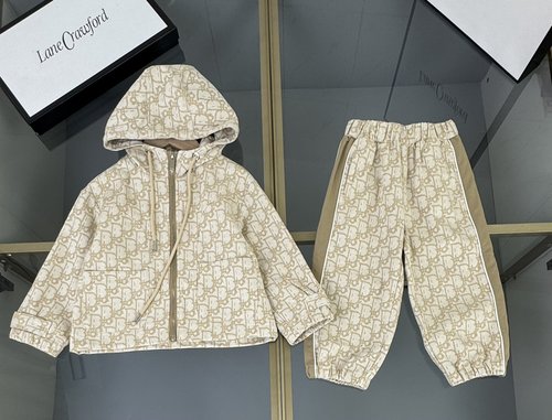 Dior Kids Printed Denim Set with Color Block Pants