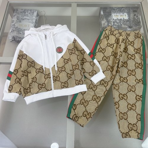 Gucci Kids Logo Print Patchwork Cotton Set