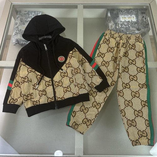Gucci Kids High-End Logo Print Patchwork Cotton Set