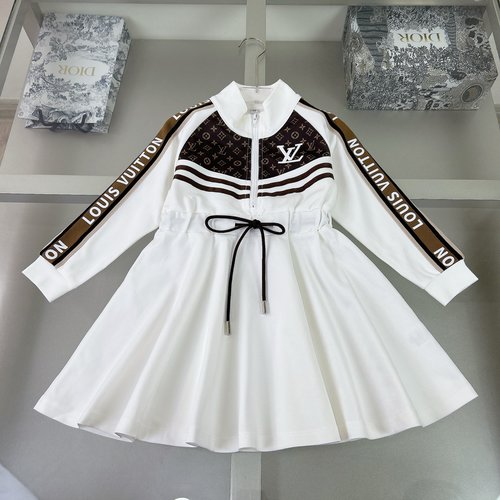 LV Girls Waisted Dress - Polyester, Cotton Lined, Ribbon Trim 