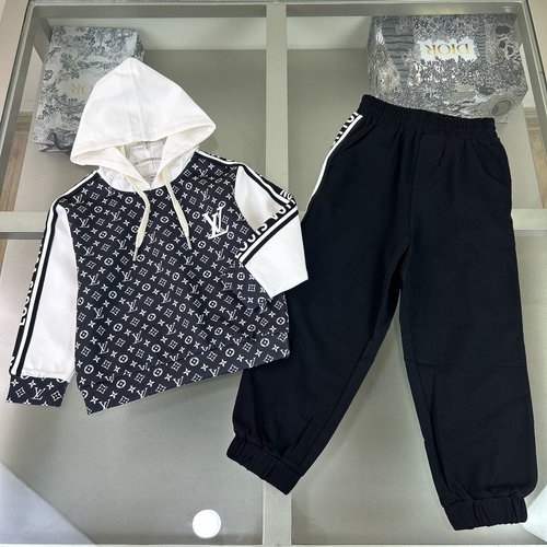 LV Unisex Kids Designer Set with Classic Monogram Print