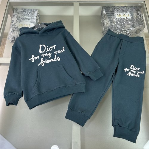 Dior High-end Kids Unisex Set, Navy Cotton Terry & Stylish