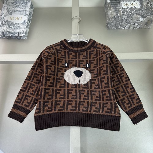 Fendi Premium Kids Wool Sweater, Thick Double Layer