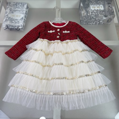 Chanel Girls Tulle-Panelled Dress, 100 olyester & Cotton Lined