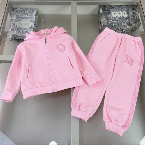 Dior Kids Premium Cotton Coordinated Set with Logo Embroidery & Ribbon Panel
