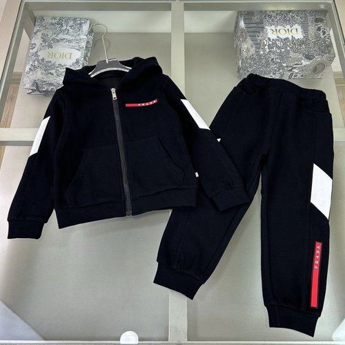 Prada Premium Kids Tracksuit (Cotton Fleece, Logo Patch)