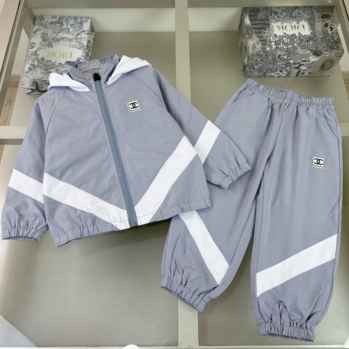 Chanel Premium Kids Woven Tracksuits Contrast Color Comfortable
