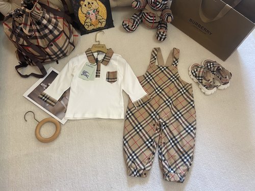 Burberry Toddler Polo & Overalls Set, A-Class Cotton 