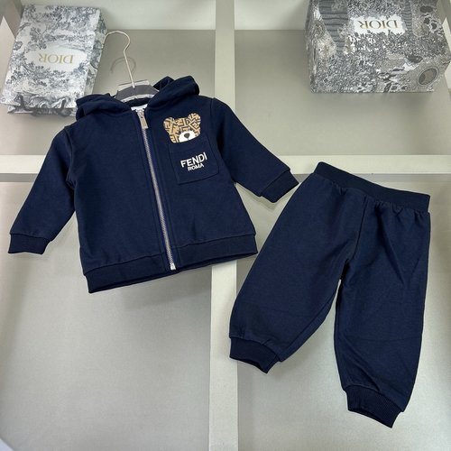 Fendi Premium Unisex Kids Romper Set, Classic Color Block, 100 Cotton