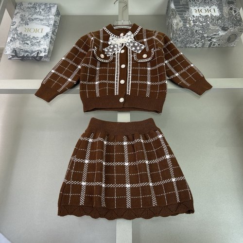 Chanel Girls Knit Jacket & Skirt Set
