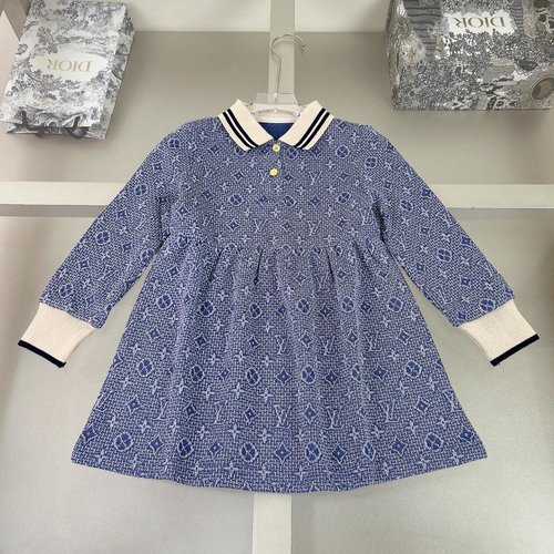 Dior Girls Cotton Polo Collar Dress 