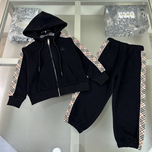 Burberry Premium Unisex Kids Plaid Patchwork Cotton Set