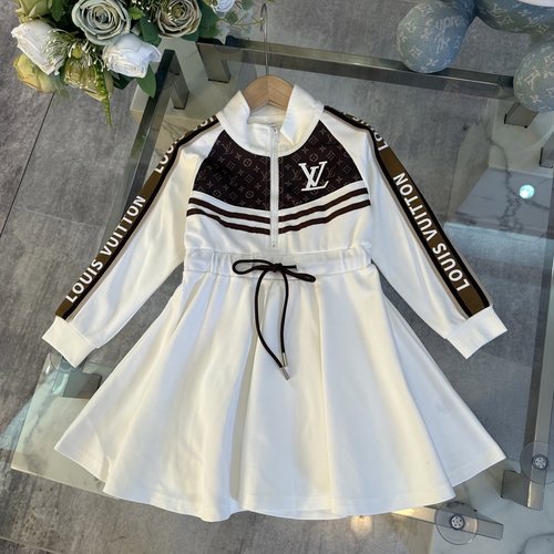 LV Girls Printed Dress with Polyester & Cotton Lining
