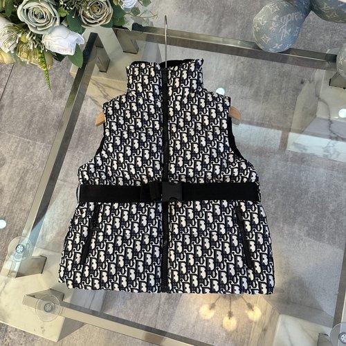 Dior Girls Reversible Down Vest, Custom Floral Print, Lightweight Duck Down