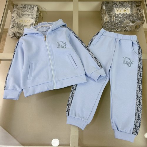 Dior Kids Unisex Premium Cotton Set with Embroidery & Webbing 