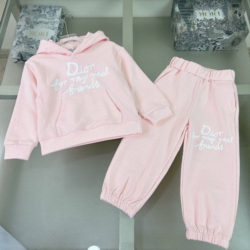 Dior Unisex Kids Premium Cotton Set with Logo Embroidery