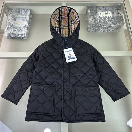 Burberry Kids Quilted Hooded Padded Coat - Waterproof Relaxed Fit 