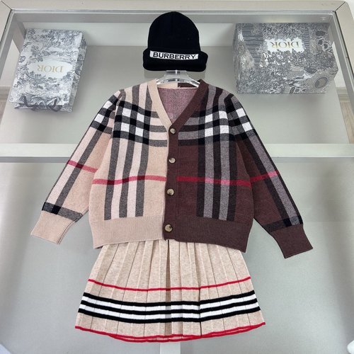 Burberry Girls Three-Piece Knit Set Cashmere Blend Letter Jacquard 