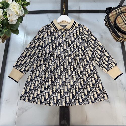 Dior Girls All-Over Print Polo Dress 