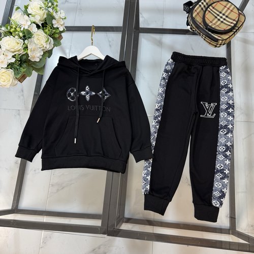 LV Unisex Kids Printed Logo Cotton Clothing Set
