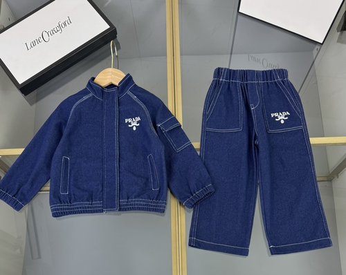 Prada Kids Denim Set: Long Sleeve Jacket & Cargo Pants