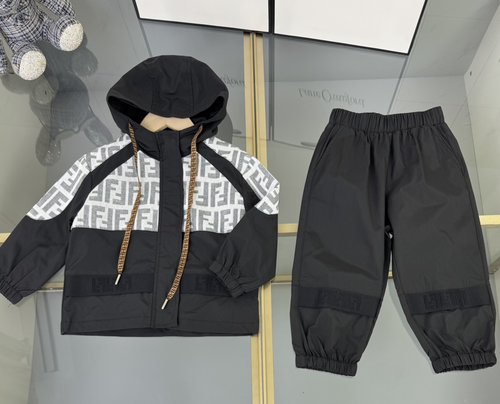 Fendi Kids Hooded Zip Sweatshirt & Elastic Waist Pants Set 