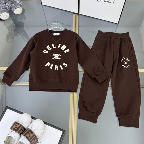Celine High-End Unisex Kids Cotton Set with Embossed Letters
