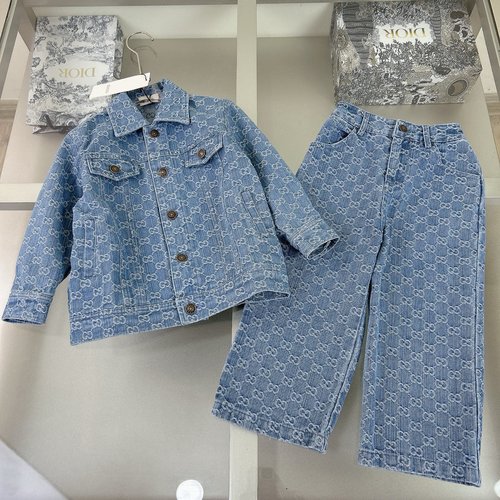 Gucci Unisex Kids Jacquard Denim Set - Soft Stylish