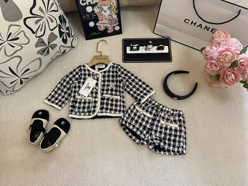 Chanel Girls Premium Cotton Romper Set with Jacket & Shorts
