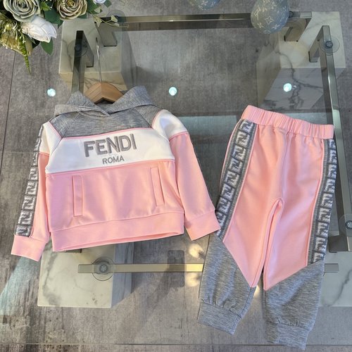 Fendi Kids Cozy Cotton Set with Embroidery & Ribbon Trim