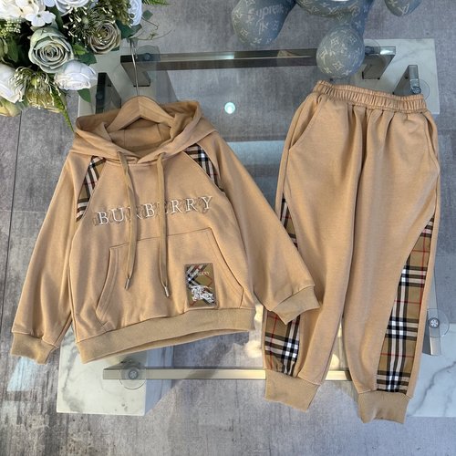 Burberry High-End Kids Unisex Cotton Set with Classic Horse Print