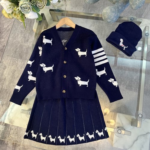 Thom Bn Girls Cashmere Blend 3-Piece Letter Jacquard Set 