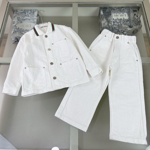 Gucci High-end Unisex Kids Washed Black Denim Set 