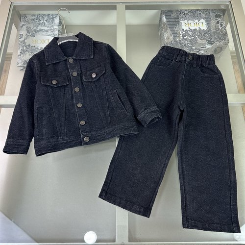 Gucci High-end Kids Denim Set, Washed Black, Comfortable & Stylish