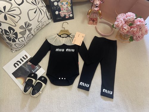 Miu Miu Toddler Girls Lace-Trimmed Cotton Onesie & Leggings Set