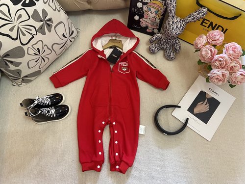 Fendi Toddler Unisex Fleece Lined Bear Zip Onesie 