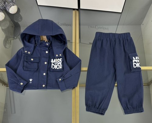 Dior Kids Denim Outfit: Hooded Jacket & Cargo Pants 