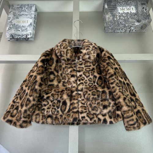 D & G Kids Leopard Winter Coat Faux Mink Feel Warm Stylish
