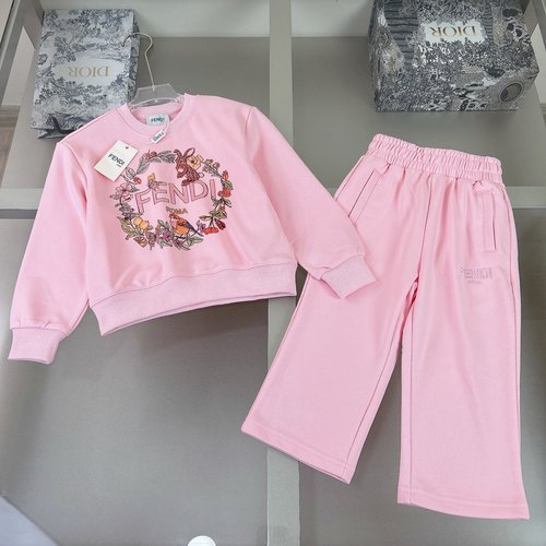 Fendi Girls Premium Cotton Kids Set Comfortable & Stylish