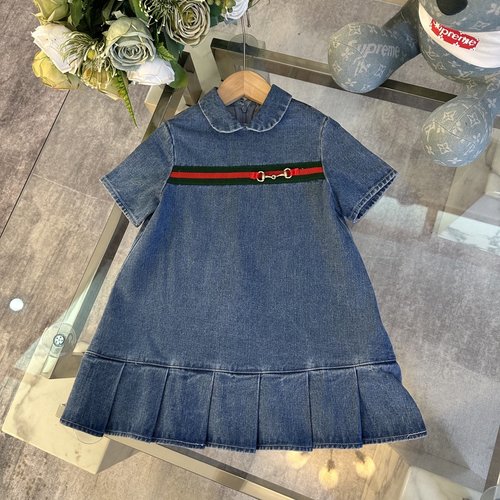 Gucci Premium Girls Early Fall Denim Dress, Thick & Comfy